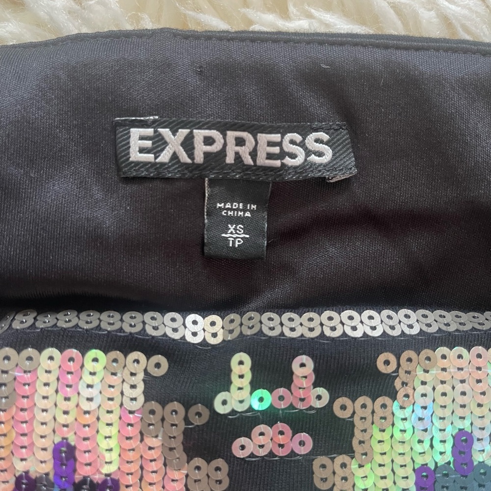 Express Multicolor Sequin Stretch Mini Skirt Size… - image 3